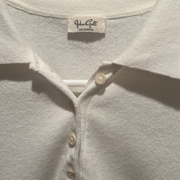 Brandy Melville White Polo Crop Top - Picture 2 of 3